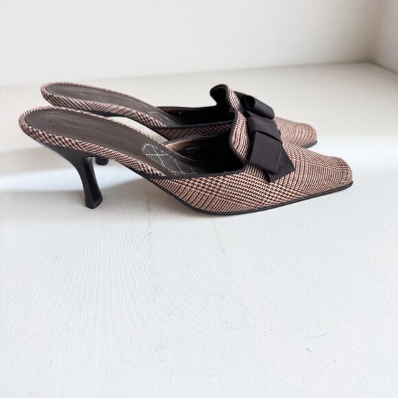 Liz Claiborne Plaid Bow Detail Kitten Heel Slides 8.5 - Picture 3 of 10
